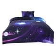 thumbnail image 1 of REGALWOVEN Twin All-season Quilted Comforter Set Reversible Galaxies Purple with 1 Pillowcase, 1 of 7