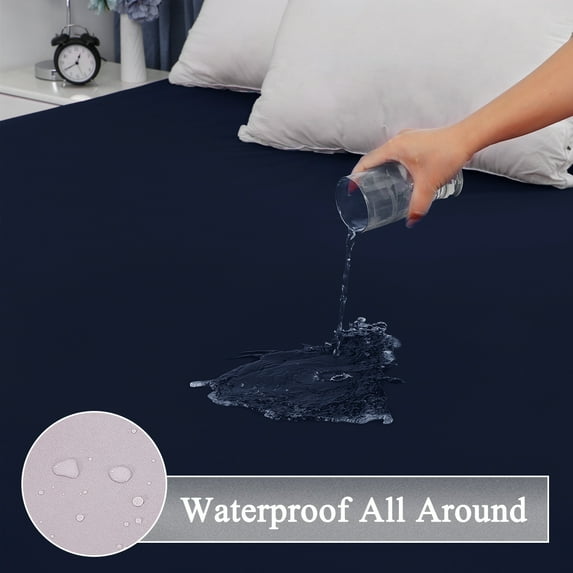 REGALWOVEN Twin Fitted Sheet Deep Pocket Fitted Sheet Fits 14 inch, Navy Blue