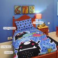 thumbnail image 1 of REGALWOVEN Twin Size 4 Piece Polyester Kids Bed Comforter Set Monster Pattern, Black, 1 of 6