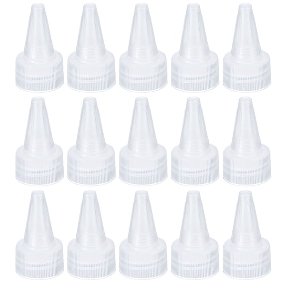 REGALWOVEN Twist Bottle Caps, Plastic Ribbed Edge Squeeze Bottle Replacement Caps for Paint Lids Glue Transparent 1.10 in