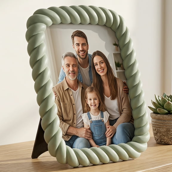 REGALWOVEN Twisted Rope Resin Picture Frame, Braided Border Photo Frame for Coastal Decor, Set of 1 Pale Mint Green 4" x 6"