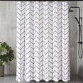 thumbnail image 1 of REGALWOVEN V-Stripe Shower Curtain Sets, Waterproof Fabric Bath Curtain with 12 Hooks, Washable Minimalist Modern Hotel-Style White 71"W x 71"L, 1 of 3