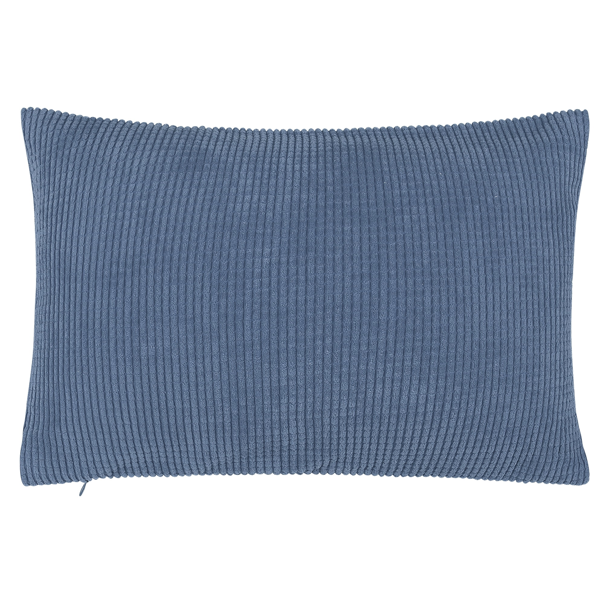 PiccoCasa Velvet Corn Striped Rectangle Throw Pillow Cover, Navy Blue, 12"x18"