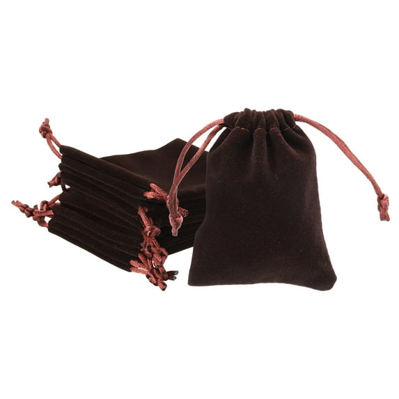 REGALWOVEN Velvet Gift Bag Drawstring Pouches for Jewelry, Wedding, Party, Christmas, Valentine's Day Dark Brown 2.8x3.6 Inch