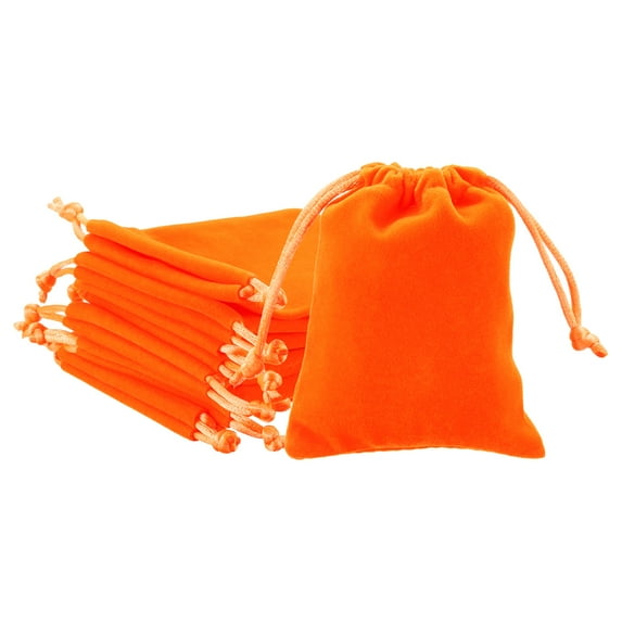 REGALWOVEN Velvet Gift Bag Drawstring Pouches for Jewelry, Wedding, Party, Christmas, Valentine's Day Orange 2.8x3.6 Inch