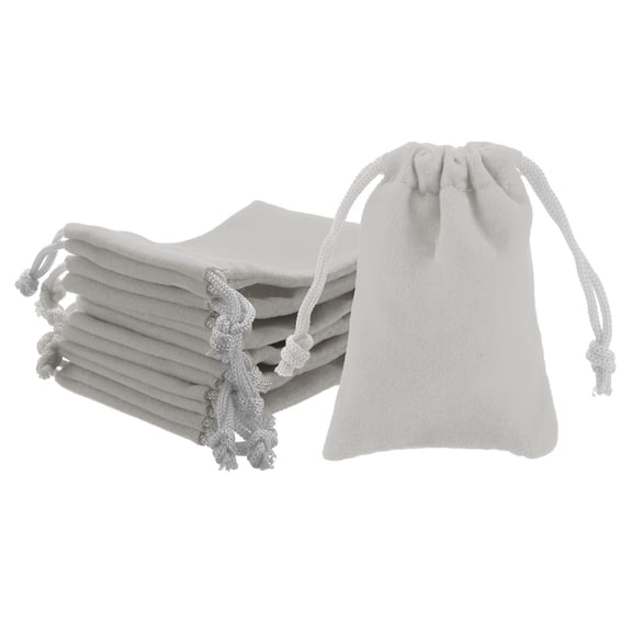 REGALWOVEN Velvet Gift Bag Drawstring Pouches for Jewelry, Wedding, Party, Christmas, Valentine's Day Silver Gray 2x2.8 Inch