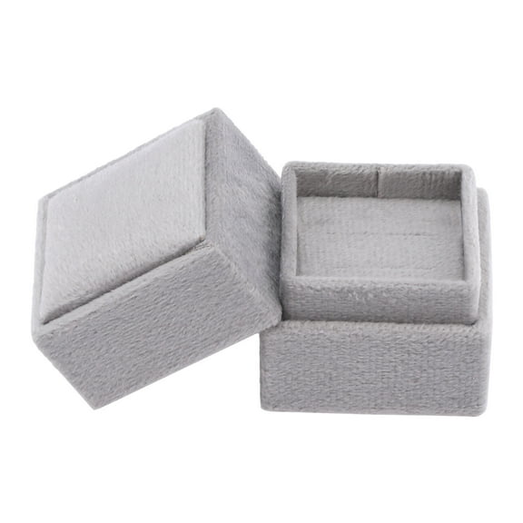 REGALWOVEN Velvet Square Ring Box for Proposal, Engagement, Wedding, Ceremony, Jewelry Ring Box Storage Ring Holder Box Gray 2*2*2in