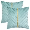 thumbnail image 1 of REGALWOVEN Velvet Throw Pillow Cover with Gold Striped Cushion Case Modern Pillowcase for Sofa Couch Bedroom Living Room Home Decor Blue 18" x 18", 1 of 6