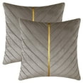 thumbnail image 1 of REGALWOVEN Velvet Throw Pillow Cover with Gold Striped Cushion Case Modern Pillowcase for Sofa Couch Bedroom Living Room Home Decor Grey 18" x 18", 1 of 6