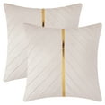 thumbnail image 1 of REGALWOVEN Velvet Throw Pillow Cover with Gold Striped Cushion Case Modern Pillowcase for Sofa Couch Bedroom Living Room Home Decor White 18" x 18", 1 of 6