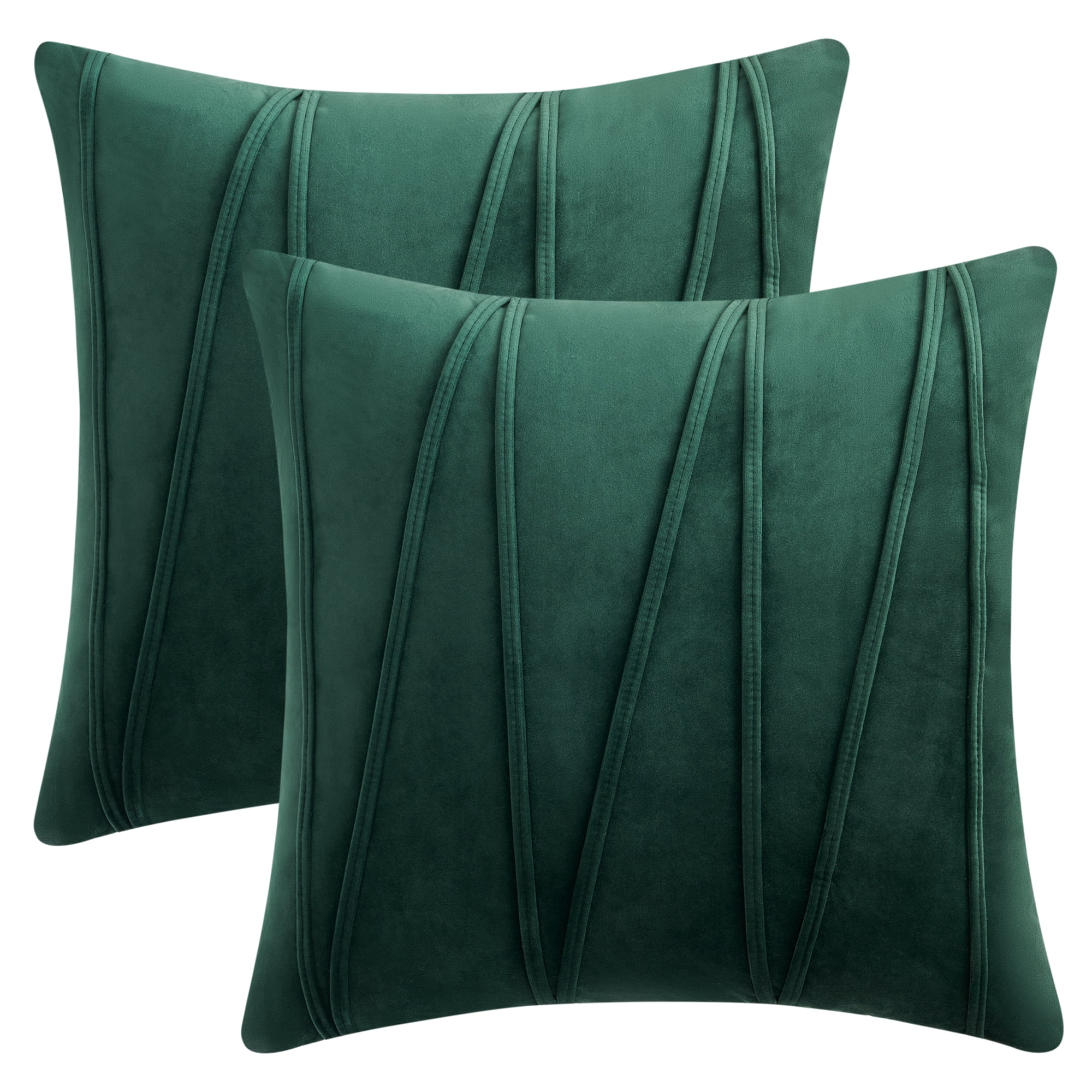REGALWOVEN Velvet Throw Pillow Covers Set of 2 for Sofa Living Room Decor Dark Green 20" x 20"