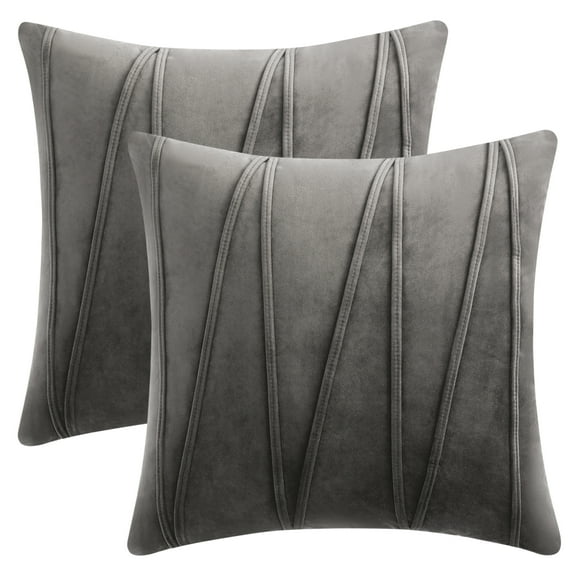 REGALWOVEN Velvet Throw Pillow Covers Set of 2 for Sofa Living Room Decor Grey 18" x 18"