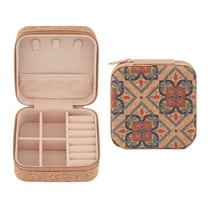 REGALWOVEN Vintage Jewelry Box for Women, Square PU Leather Jewelry Organizer with Zipper Grass