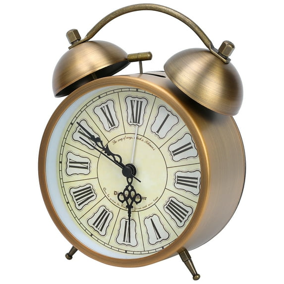 REGALWOVEN Vintage Mechanical Alarm Clock, Retro Metal Casing, Loud Bell Ring, Ideal for Bedroom Nightstand Roman Numerals 4.6"L x 2.2"W x 6.1"H