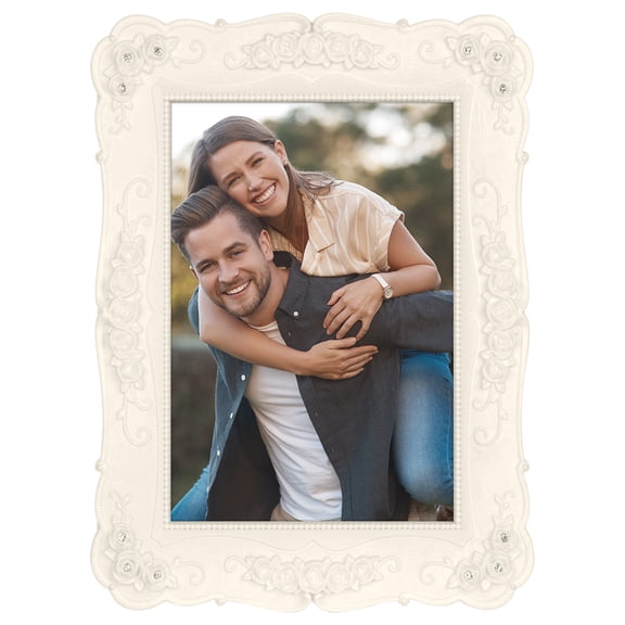 REGALWOVEN Vintage Picture Frame, Elegant Photo Frames with Glass Front for Tabletop Display and Gift Ideas White 4x6