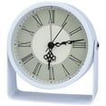 thumbnail image 1 of REGALWOVEN Vintage Tabletop Alarm Clock with Stand, Rotatable, Non-Tick, Perfect for Study/Office White and Beige 4.5"L x 1.6"W x 5.0"H, 1 of 5