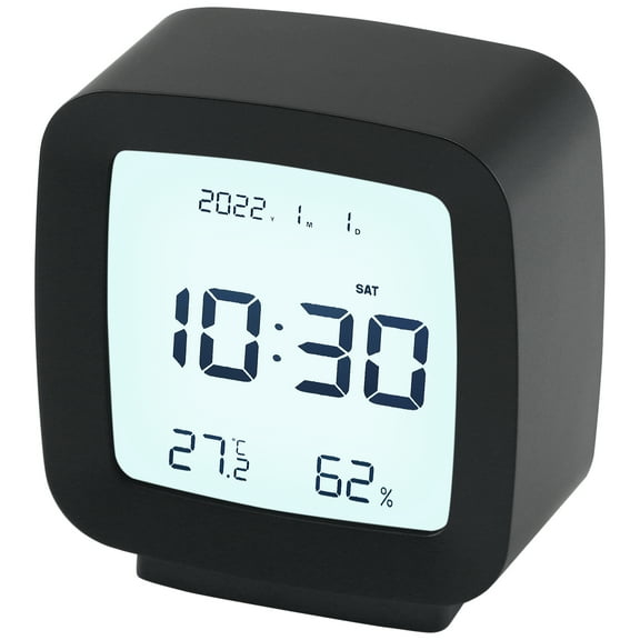 REGALWOVEN Voice Control Clock with Temperature/Humidity Display - °F/°C Switchable, Simple Operation for Bedroom Black 3.1"L x 1.6"W x 3.3"H