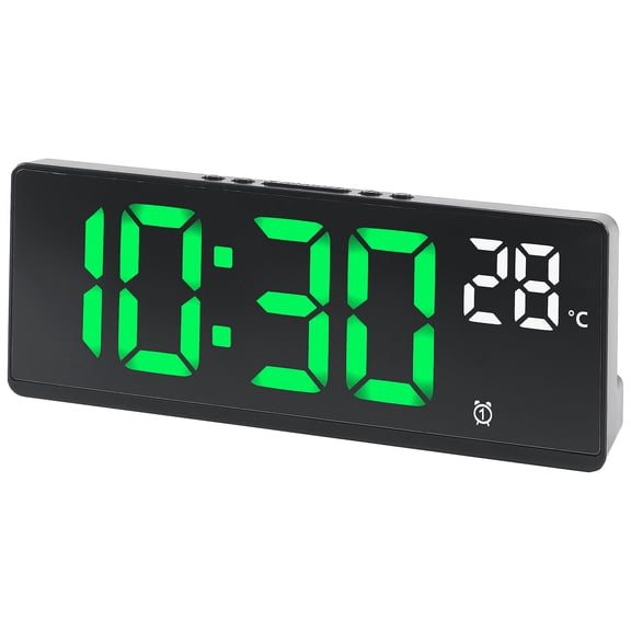 REGALWOVEN Voice Wake-Up Alarm Clock, Large LED Display, Dual Alarms, USB Charging Ports Dimmable Display for Bedroom/Dorm Green 6.8"L x 0.9"W x 2.6"H