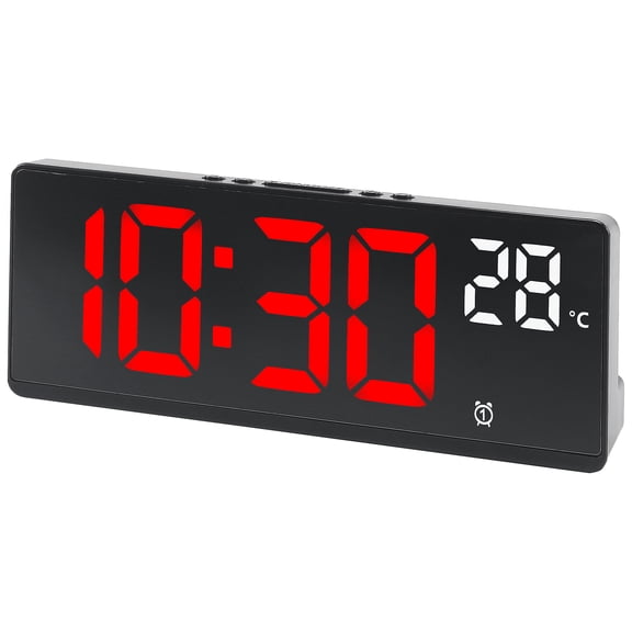 REGALWOVEN Voice Wake-Up Alarm Clock, Large LED Display, Dual Alarms, USB Charging Ports Dimmable Display for Bedroom/Dorm Red 6.8"L x 0.9"W x 2.6"H