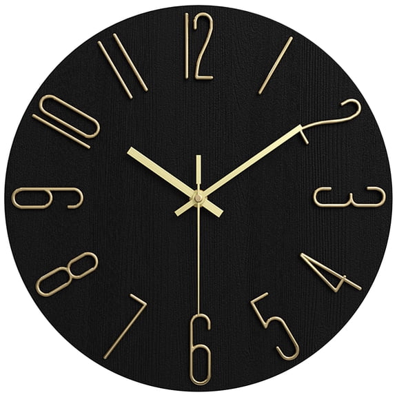 REGALWOVEN Wall Clock Silent Non-Ticking Analog Clocks Battery Operated Classic Decorative Black-2 12 Inch