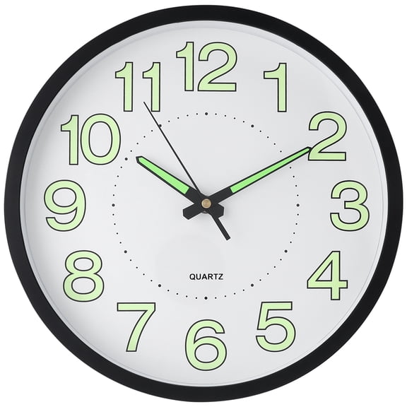 REGALWOVEN Wall Clock, Silent Non Ticking Battery Operated Modern Glow-In-The-Dark Clocks for Home Black 12 inch