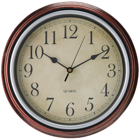 REGALWOVEN Wall Clocks, Battery Operated Silent Non-Ticking Wall Clock Rustic Style Decorative for Kitchen Living Room Home Office Brown 12 Inch