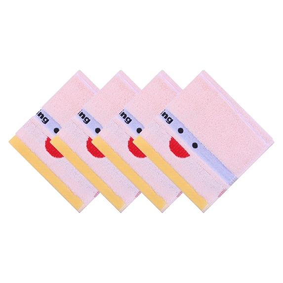 REGALWOVEN Wash Cloths Smile and Letter Patterns - Embroidery Cotton Washcloths for Face Body, 13 x 13 Inches Soft Absorbent Towel Peach Pink 4pk