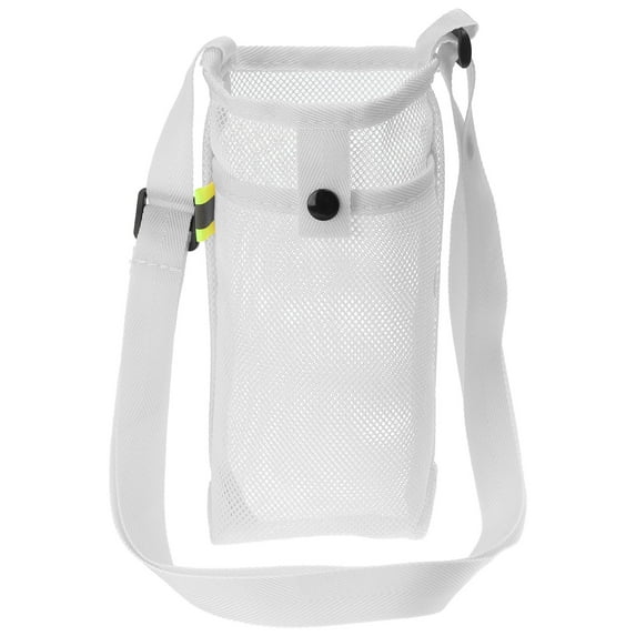 REGALWOVEN Water Bottle Bag, Mesh Portable Holder Adjustable Strap for Hiking and Camping White