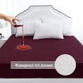 thumbnail image 1 of REGALWOVEN Waterproof All Around Mattress Protector Brushed Microfiber Bed Cover Pad Burgundy Queen, 1 of 6