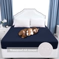 thumbnail image 1 of REGALWOVEN Waterproof All Around Mattress Protector Microfiber Polyester Bed Fitted， Navy Blue Queen, 1 of 6