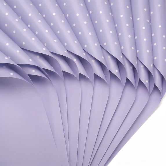 Waterproof Matte Polka-Dot Gift Wrapping Paper for Bouquets, Gifts, and Floral Arrangements Purple 22" x 22"