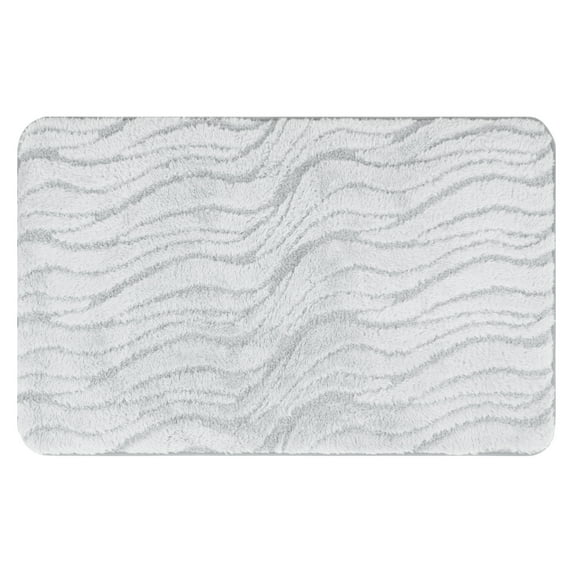 REGALWOVEN Wave Pattern Bathroom Mat Soft Absorbent Non-Slip Back Machine Washable Dry Bath Floor Rugs Toilet Home Grey 20" x 32"
