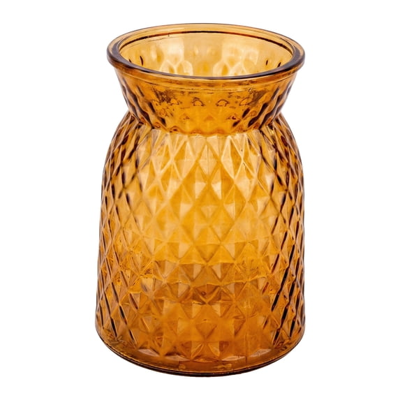 REGALWOVEN Wide Mouth Glass Vase, Thickened Flower Vase for Centerpieces, Clear Hydroponic Planter, for Home Office Decor Amber 4.1"L x 4.1"W x 6.1"H