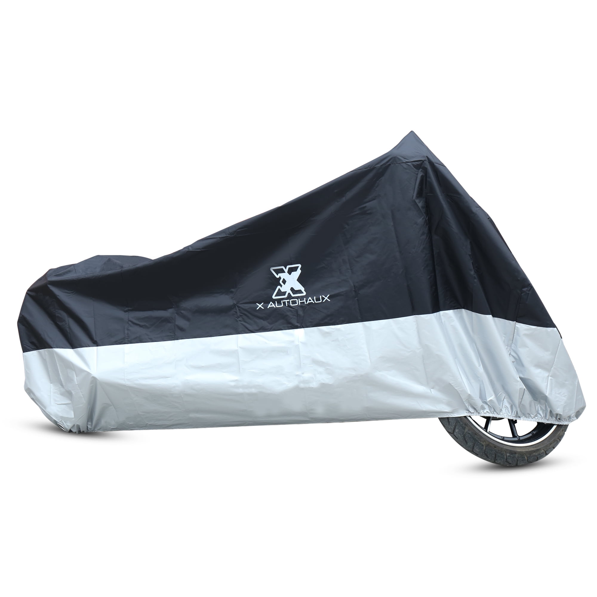 XXL Motorcycle Cover Black Silver Tone Outdoor Rain Dust UV Water Proof