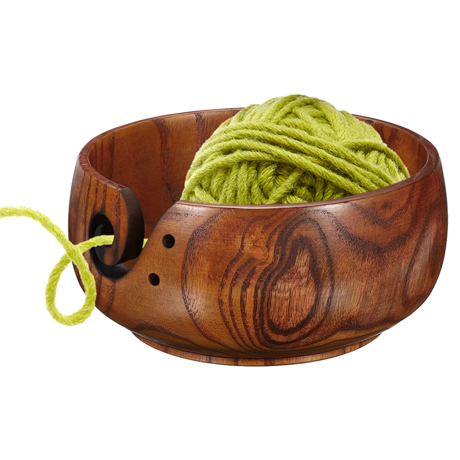 REGALWOVEN Yarn Bowl, Knitting Crochet Butt Holder Bowls Crocheting Cute Wooden Storage Brown 6" x 3"