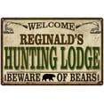thumbnail image 1 of REGINALD'S Hunting Lodge Sign Man Cave 8x12 Metal Sign 208120085205, 1 of 1