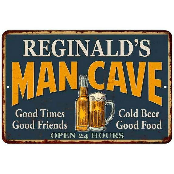 REGINALD'S Man Cave Metal Sign Green Gift 8x12 108120012205