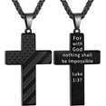 thumbnail image 1 of REGISA American Flag Cross Necklace Bible Verse Pendant Men's Chain Boys 24 Inches, 1 of 7