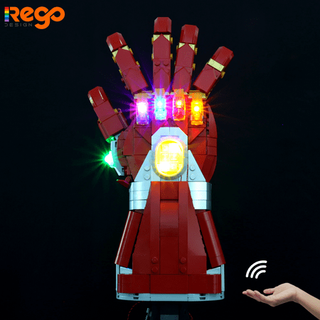 REGO DESIGN Light Building Set for IR Switch Light Kit 76223 Lego Marvel Iron Man Nano Gauntlet - Led Lighting Building Set Compatible with Legos Building Blocks Model (Lego not Included, Only Light)
