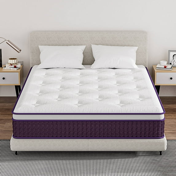REGOSS 10 Inch Hybrid King Mattress, Adult, Plush Foam Mattress and Individually Pocketed Coils, Medium Firm, CertiPUR-US