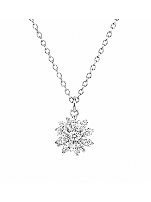 - Small Flower Cluster Pendant Necklace for Women Elegant Floral Charm Jewelry Stylish Fashion Necklace