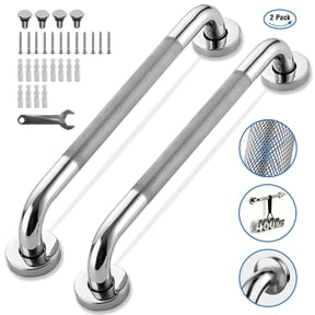 REHAND 16" Grab Bars for Shower,2 Pack Non-Slip Wall Mount Polished Stainless Steel Bathroom Safety Handles,450 lb Capacity
