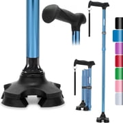 Rehand Adjustable Folding Walking Cane, Lightweight Walking Stick for Seniors & Adults, Heavy Duty, Blue