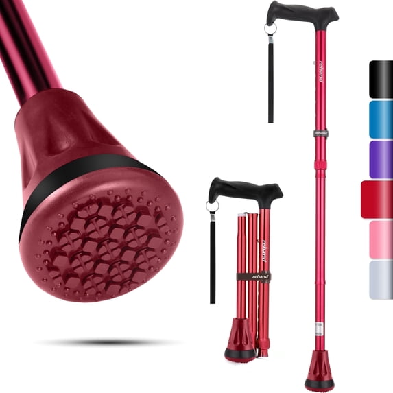 REHAND Foldable Walking Canes,Adjustable for Women,Red