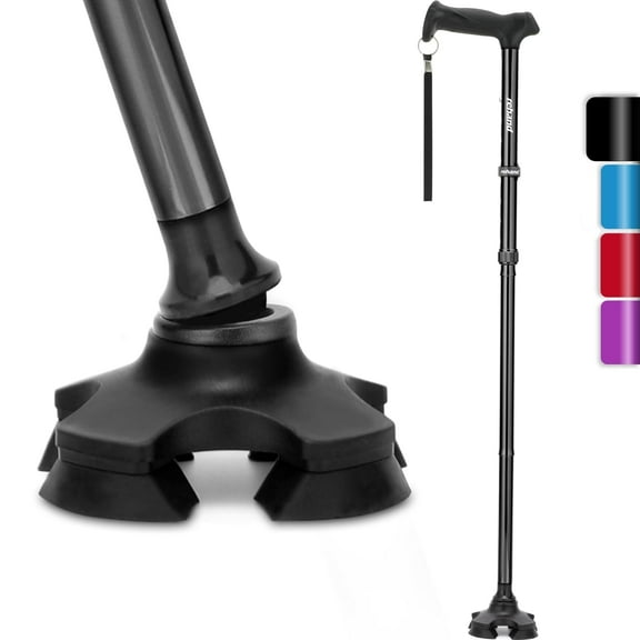 Walking Cane for Men & Women - Foldable,Adjustable,Lightweight,Self Standing Pivot Walking Cane,Soft Handle Grip, with Travel Bag, Walking Sticks for Seniors & Adults,Black