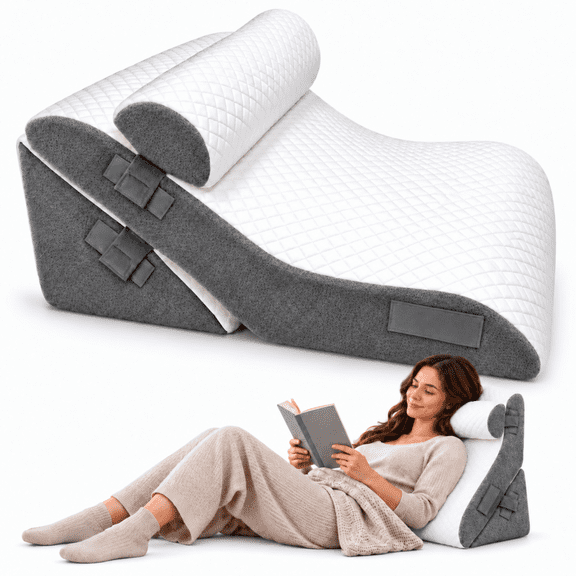 REHAND Wedge Pillow,24" Bed Wedge Pillow for Sleeping,Large Orthopedic Triangle Pillow with Memory Foam Support for Back,Legs & Reading Comfort