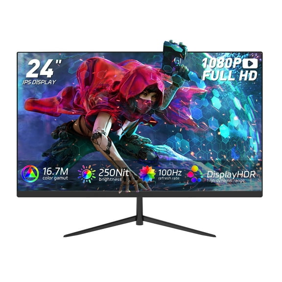 REHISK 24 Inch Business PC Monitor 1080P 100HZ Refresh Rate Gaming Computer Display
