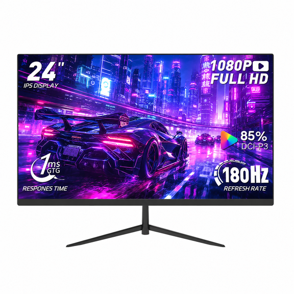 REHISK 24 Inch Curved Gaming Monitor, FHD 1080P 180Hz 1ms Computer Monitor, 1800R Curved Screen, AMD FreeSync & G-Sync Compatible, HDMI DisplayPort, VESA Mount, Built-in Speakers
