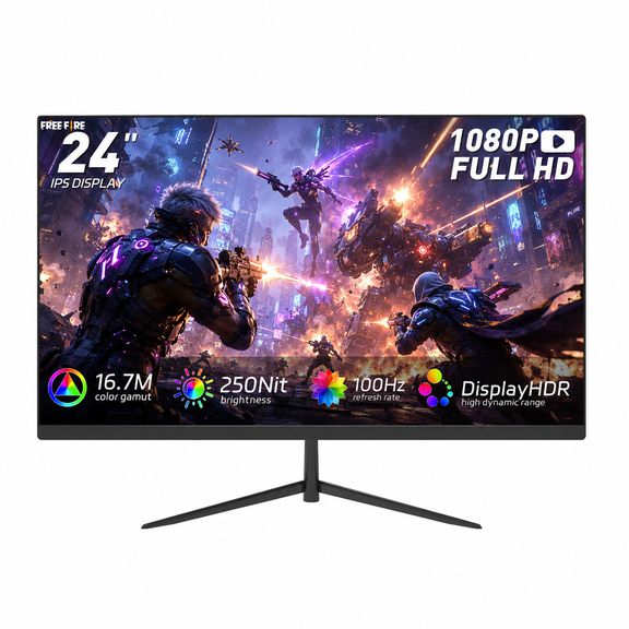 REHISK 24 Inch Gaming Monitor, FHD 1080P IPS Display, 100Hz Computer Monitor, 1ms Response Time, 3000:1 Contrast, HDMI DP, Built-in Speakers, Flicker-Free, Low Blue Light, VESA Mountable
