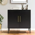 thumbnail image 1 of REHOOPEX Modern storage cabinet, free standing buffet cabinet, black accent cabinet with doors, wood sideboard and buffet with storage for living room/hallway/entryway/dining room/bedroom, 1 of 6
